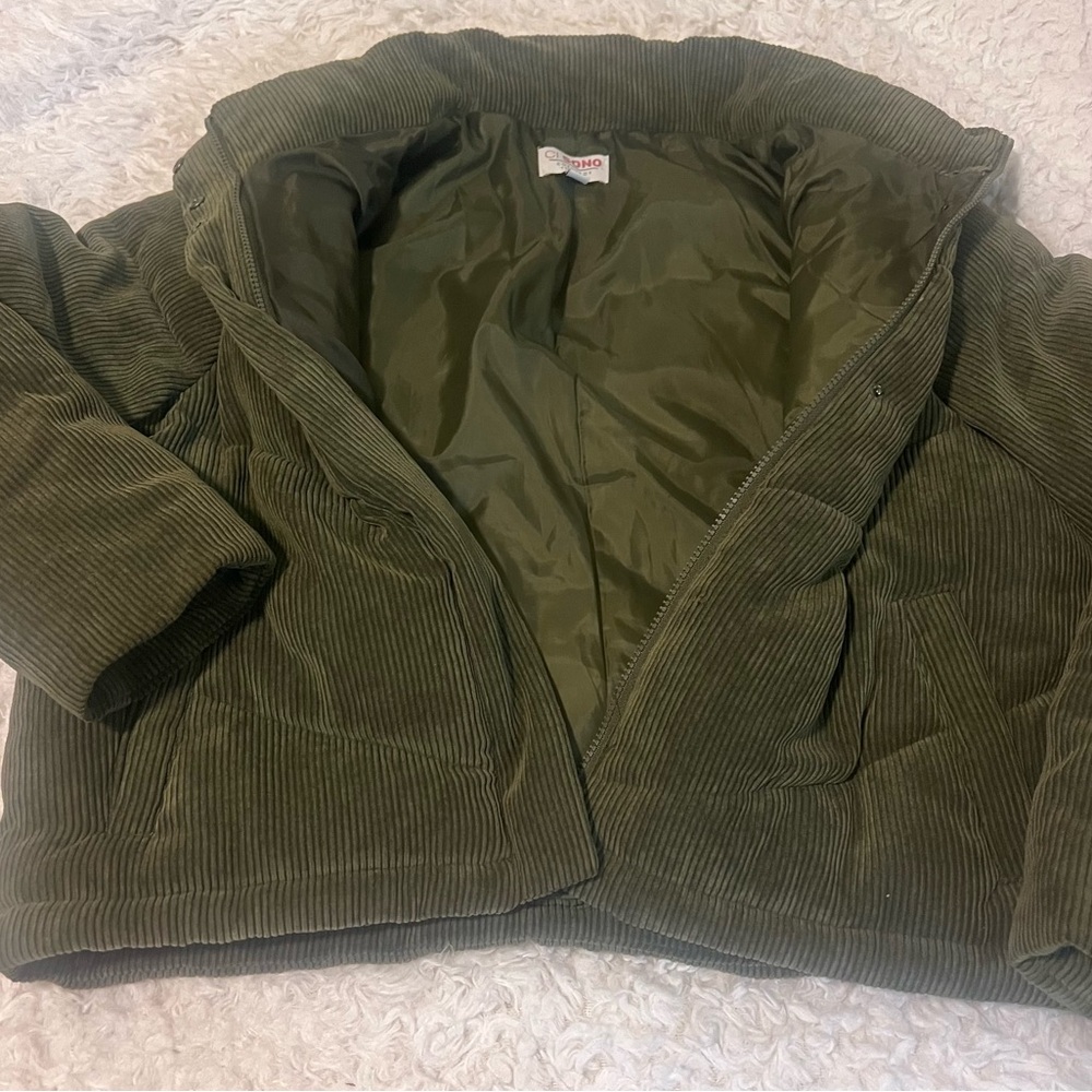 Ciso Olive Green Corduroy Teddy Jacket
